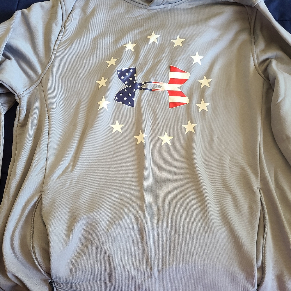 Under Armour Hooded Sweatshirt, XL, Grey
